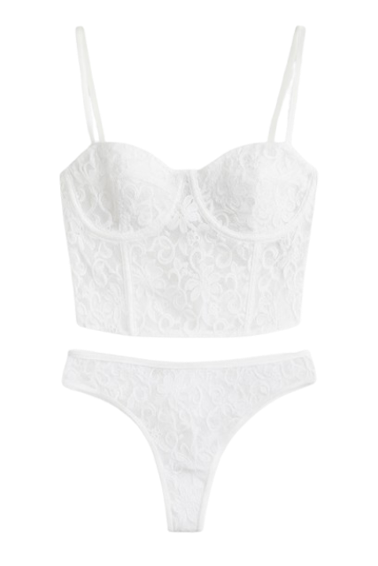 Beyaz Büstiyer Takım