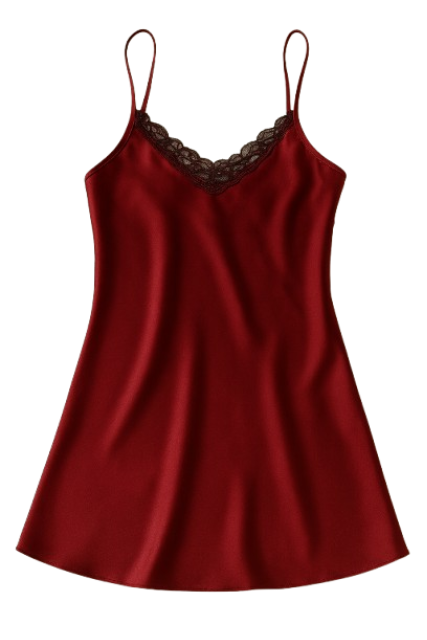 Saten Kırmızı Gecelik